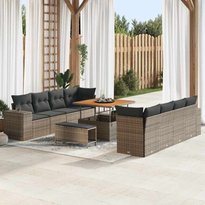 Conjunto de sofá de jardín 11 pcs Gris 100 x 100 x 71 cm