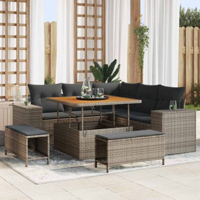 Conjunto de sofá de jardín 8 pcs Gris 100 x 100 x 71 cm