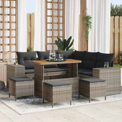 Conjunto de sofá de jardín 9 pcs Gris 110 x 55 x 71 cm