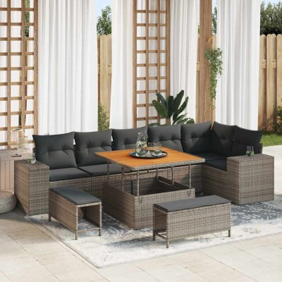 Conjunto de sofá de jardín 9 pcs Gris 100 x 100 x 71 cm