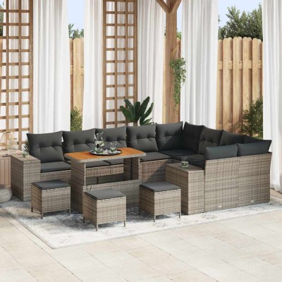 Conjunto de sofá de jardín 13 pcs Gris 110 x 55 x 71 cm
