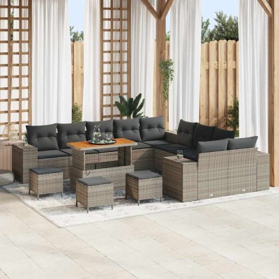 Conjunto de sofá de jardín 14 pcs Gris 110 x 55 x 71 cm