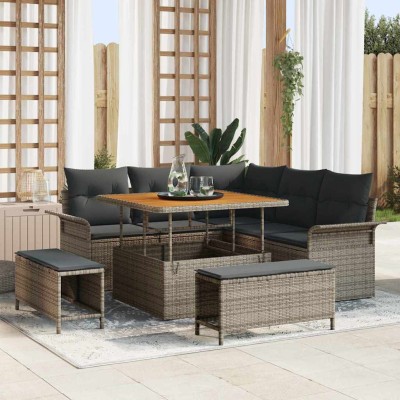 Conjunto de sofá de jardín 8 pcs Gris 100 x 100 x 71 cm