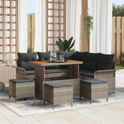 Conjunto de sofá de jardín con cojín Gris 110 x 55 x 71 cm