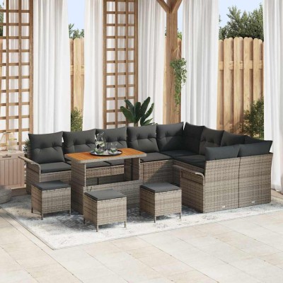 Conjunto de sofá de jardín 13 pcs Gris 110 x 55 x 71 cm