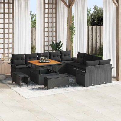Conjunto de sofá de jardín 13 pcs Negro 100 x 100 x 71 cm