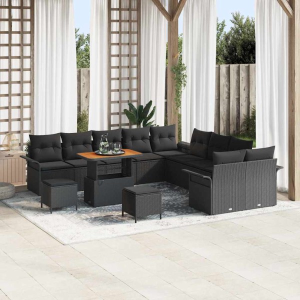 Conjunto de sofá de jardín 13 pcs Negro 90 x 55 x 71 cm