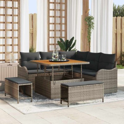 Conjunto de sofá de jardín 8 pcs Gris 100 x 100 x 71 cm