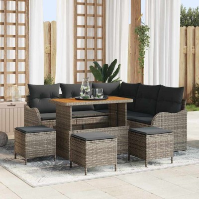 Conjunto de sofá de jardín 9 pcs Gris 110 x 55 x 71 cm