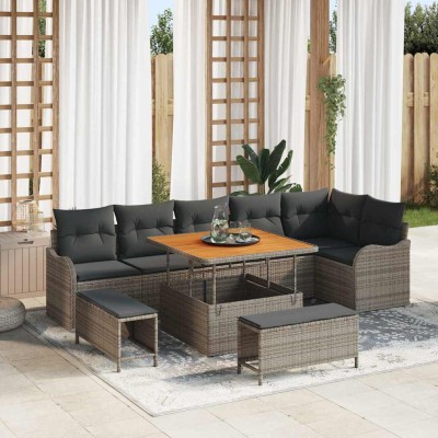 Conjunto de sofá de jardín 9 pcs Gris 100 x 100 x 71 cm