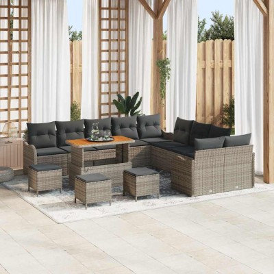 Conjunto de sofá de jardín 14 pcs Gris 110 x 55 x 71 cm