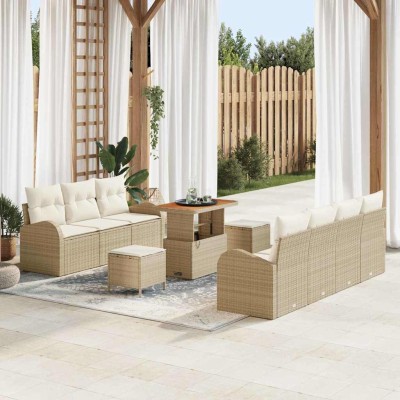 Conjunto de sofá de jardín 10 pcs Beige y Crema 90 x 55 x 71 cm