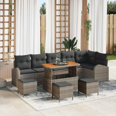 Conjunto de sofá de jardín 10 pcs Gris 110 x 55 x 71 cm