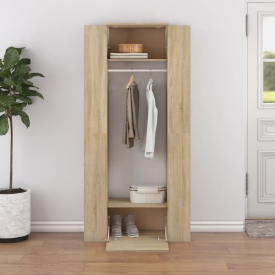 Muebles de recibidor 2 uds madera contrachapada roble sonoma