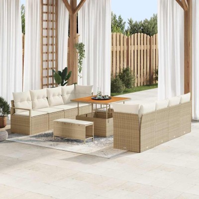 Conjunto de sofá de jardín Beige y Crema 100 x 100 x 71 cm