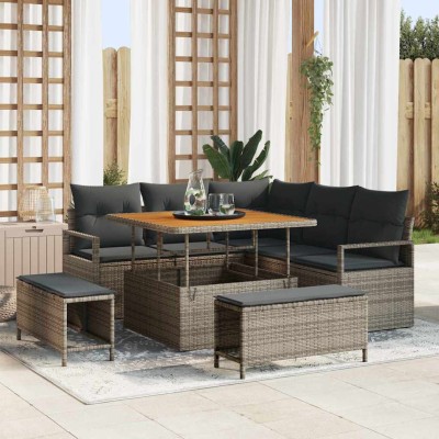 Conjunto de sofá de jardín 8 pcs Gris 100 x 100 x 71 cm