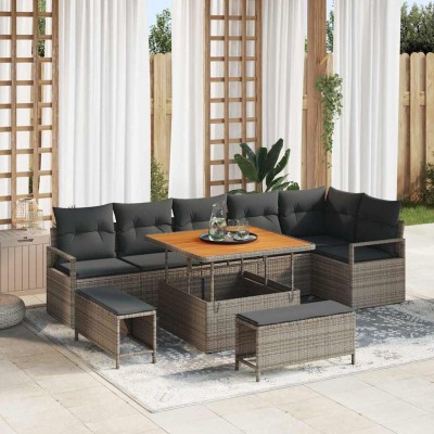 Conjunto de sofá de jardín 9 pcs Gris 100 x 100 x 71 cm