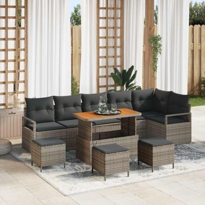 Conjunto de sofá de jardín 10 pcs Gris 110 x 55 x 71 cm