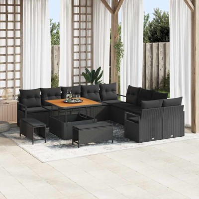 Conjunto de sofá de jardín 13 pcs Negro 100 x 100 x 71 cm