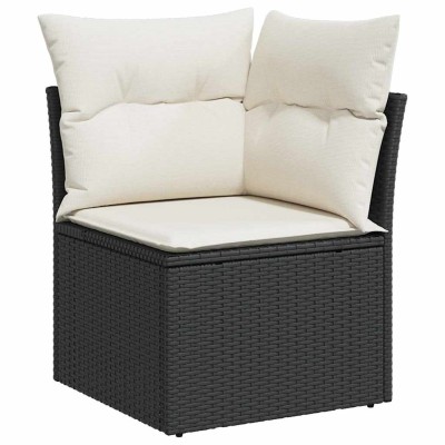 Conjunto de sofá de jardín con cojín 8 pcs Negro y crema