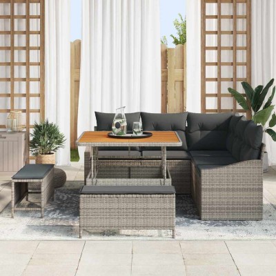 Conjunto de sofá de jardín 8 pcs Gris 100 x 100 x 71 cm