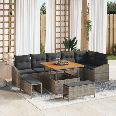 Conjunto de sofá de jardín 9 pcs Gris 100 x 100 x 71 cm