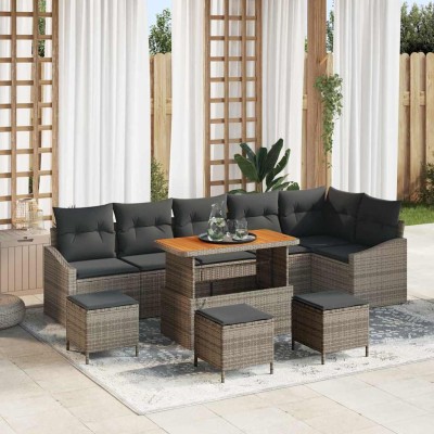 Conjunto de sofá de jardín 10 pcs Gris 110 x 55 x 71 cm