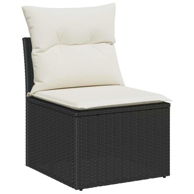 Conjunto de sofá de jardín 12 pcs Negro y crema 80 x 80 x 71 cm