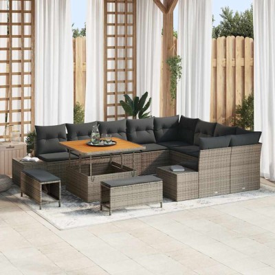 Conjunto de sofá de jardín 12 pcs Gris Claro y Gris Oscuro