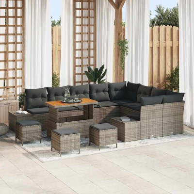 Conjunto de sofá de jardín 12 pcs Gris Claro y Gris Oscuro
