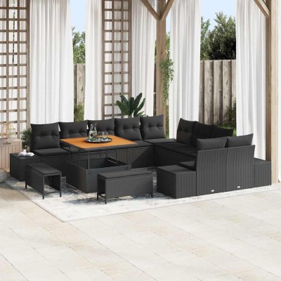 Conjunto de sofá de jardín 13 pcs Negro 100 x 100 x 71 cm