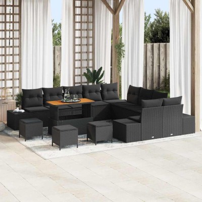 Conjunto de sofá de jardín 13 pcs Negro 110 x 55 x 71 cm