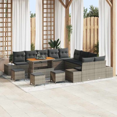 Conjunto de sofá de jardín 13 pcs Gris Claro y Gris Oscuro