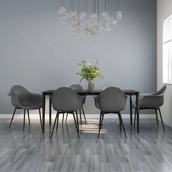 Sillas de comedor 6 unidades gris PP