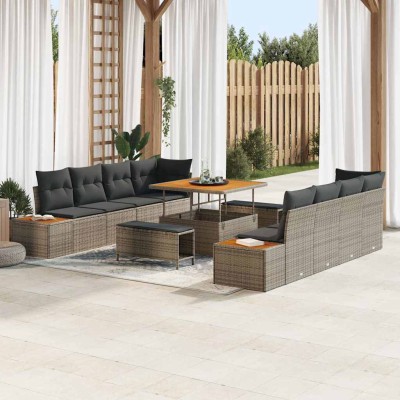Conjunto de sofá de jardín 11 pcs Gris Claro y Gris Oscuro