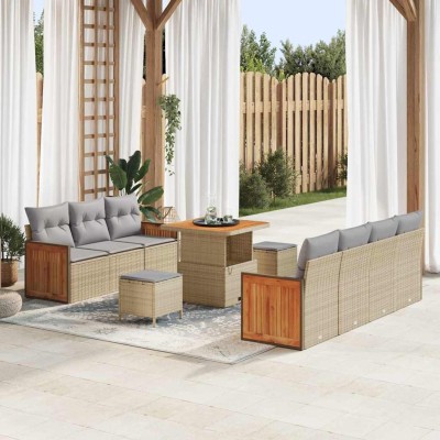 Conjunto de sofá de jardín 10 pcs Beige y gris claro
