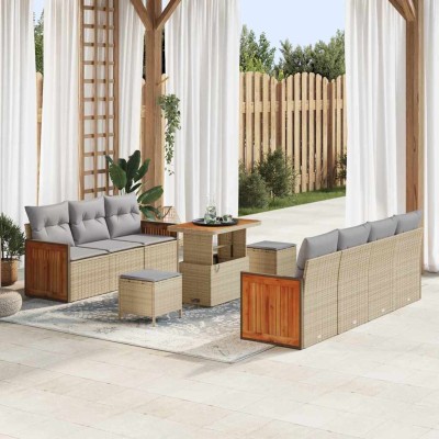 Conjunto de sofá de jardín 10 pcs Beige y gris claro