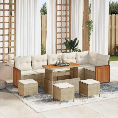 Conjunto de sofá de jardín 10 pcs Beige y Crema