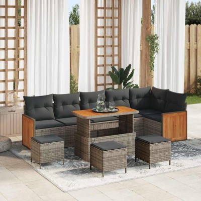 Conjunto de sofá de jardín 10 pcs Gris Gris oscuro
