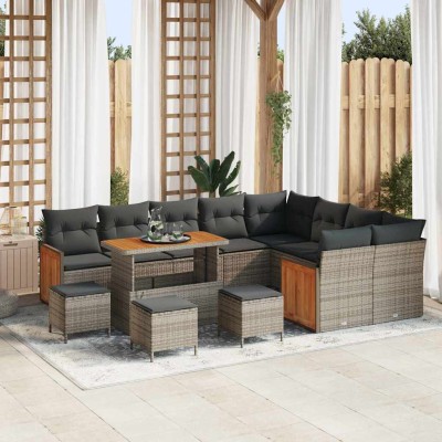 Conjunto de sofá de jardín 13 pcs Gris Gris oscuro
