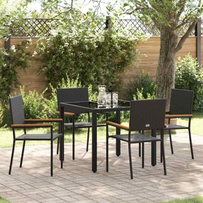Conjunto de Comedor de Jardín 5 pcs Negro 90 x 90 x 75 cm
