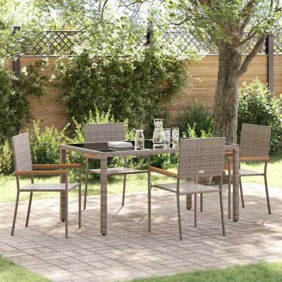 Conjunto de Comedor de Jardín 5 pcs Gris 150 x 90 x 75 cm
