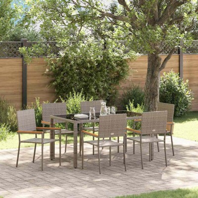Conjunto de Comedor de Jardín 7 pcs Gris 150 x 90 x 75 cm