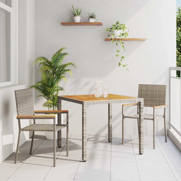 Conjunto de Comedor de Jardín 3 pcs Gris 90 x 90 x 75 cm