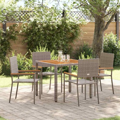 Conjunto de Comedor de Jardín 5 pcs Gris 90 x 90 x 75 cm