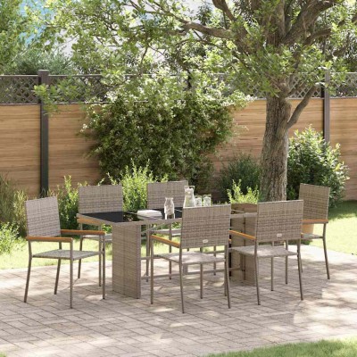 Conjunto de Comedor de Jardín 7 pcs Gris 190 x 80 x 75 cm