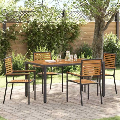 Conjunto de Comedor de Jardín 5 pcs Negro 150 x 90 x 75 cm