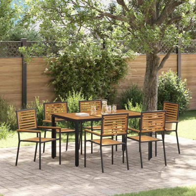 Conjunto de Comedor de Jardín 7 pcs Negro 150 x 90 x 75 cm