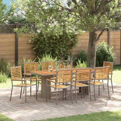 Conjunto de Comedor de Jardín 9 pcs Gris 190 x 80 x 75 cm