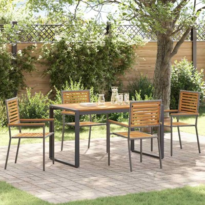 Conjunto de Comedor de Jardín 5 pcs Gris y Madera